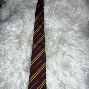 Men's Burgundy Tie with Gold Diagonal Stripes